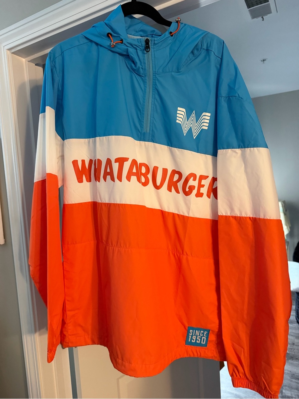 Whataburger Colorblock Windbreaker Jacket - Blue/White/Orange